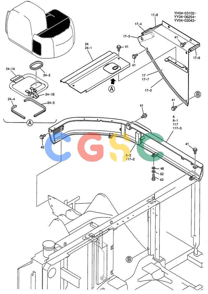 纽荷兰零件查询(E115SR) - CRAWLER EXCAVATOR ASN YV04-03043 (01-046) - GUARD INSTAL (BRACKET ASSY) New Holland Constructuion