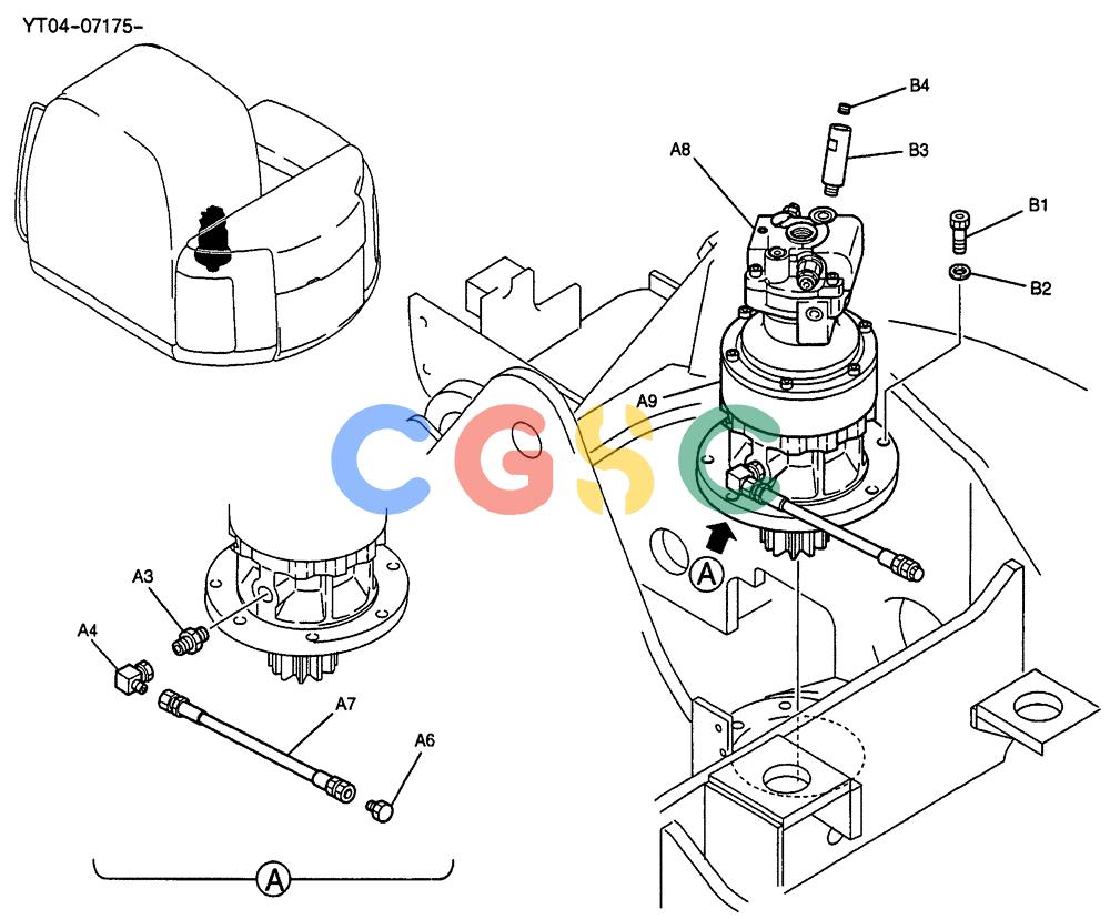纽荷兰零件查询(E70SR) - MIDI CRAWLER EXCAVATOR ASN YT04-07175 (01-019) - MOTOR INSTAL, SWING New Holland Constructuion