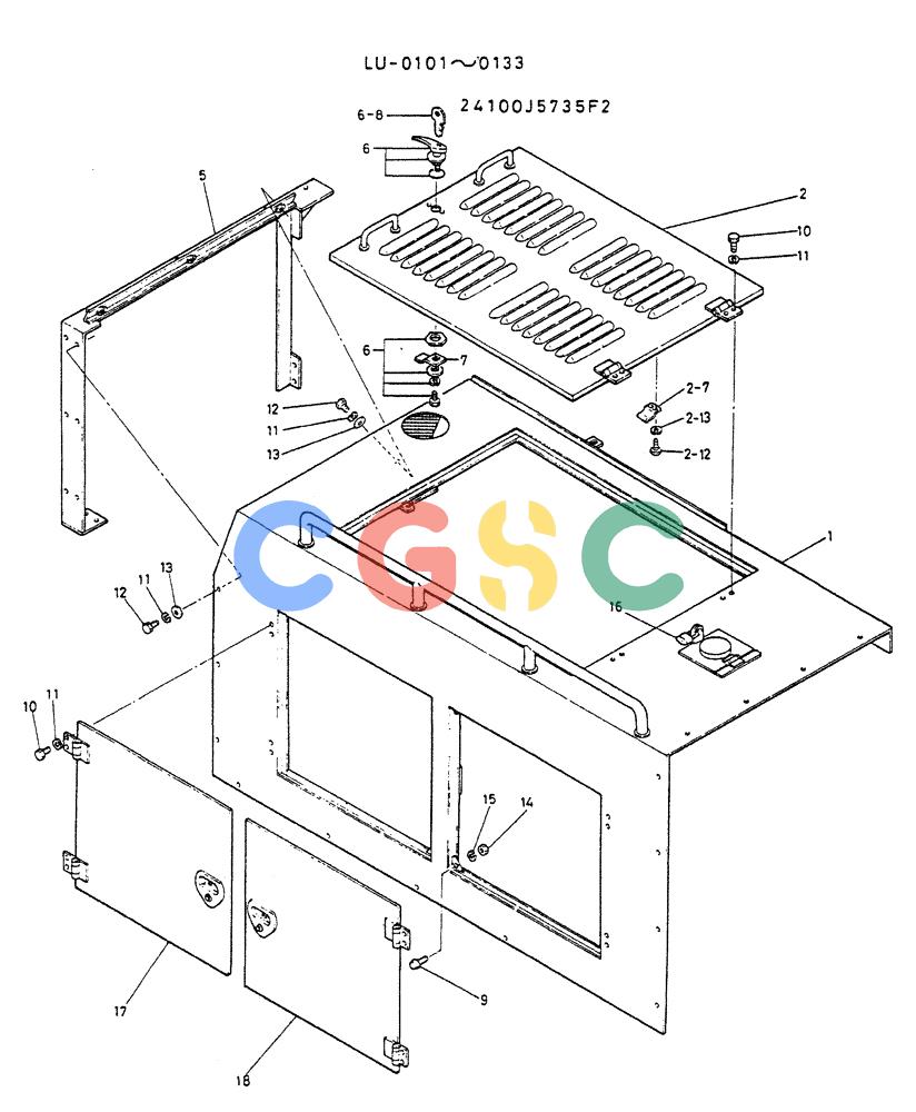 神钢零件查询(K935) - EXCAVATOR SUPPLEMENT ASN LU00154 (1/76-12/03) (02-036) - GUARD ASSY (FOR ALASKA) Kobelco