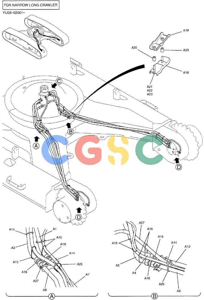 纽荷兰零件查询(E235BSRNLC) - CRAWLER EXCAVATOR ASN YU05-02001 (02-016[01]) - HYD LINES, LOW (FOR NARROW LONG CRAWLERS) New Holland Constructuion