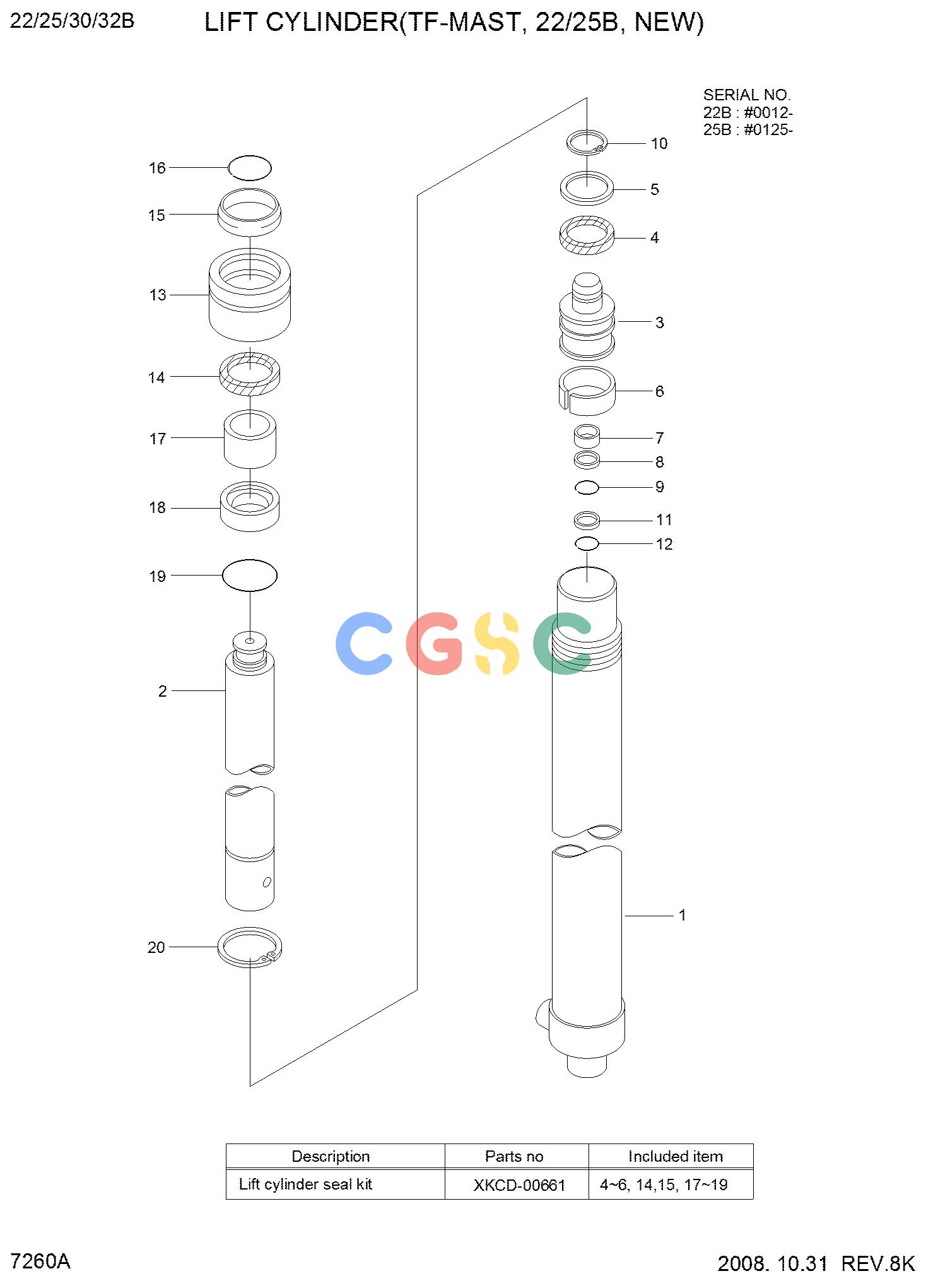 现代零件查询22/25/30/32B-7 LIFT CYLINDER(TF-MAST, 22B/25B, NEW)EPC Hyundai 