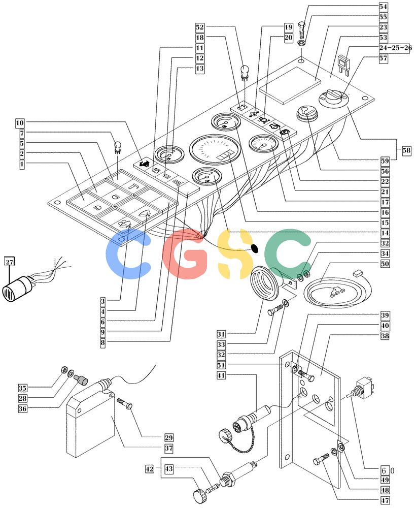 纽荷兰零件查询(DC80) - CRAWLER DOZER (N.A. VERSION) (4/99-) (6.712[01C]) - ELECTRIC COMPONENTS - DASHBOARD (DC80 STD.S/N 13141259 & DOWN;LGP S/N 13145062 & DOWN) New Holland Constructuion
