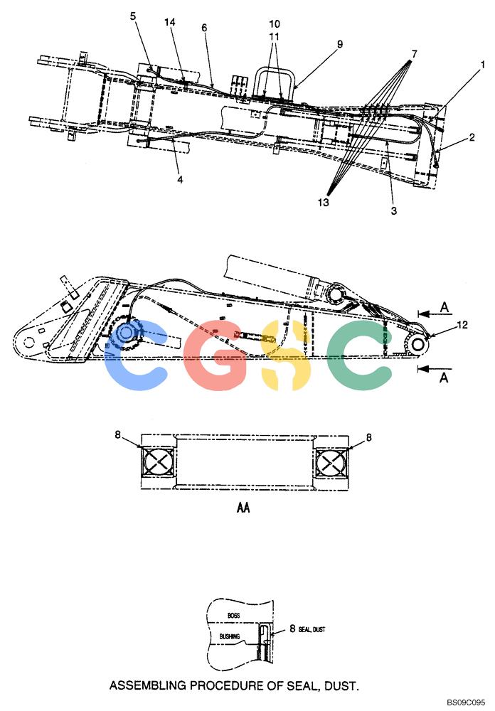 神钢零件查询(BOOM) - ATTACHMENT, (2-PIECE BOOM) SK135SR-1E, SK135SRLC-1E, SK135SRLC-1ES (11/01-12/10) (06-025[00]) - MAIN BOOM GROUP, (2-PIECE BOOM), (YY02B00149F1) Kobelco