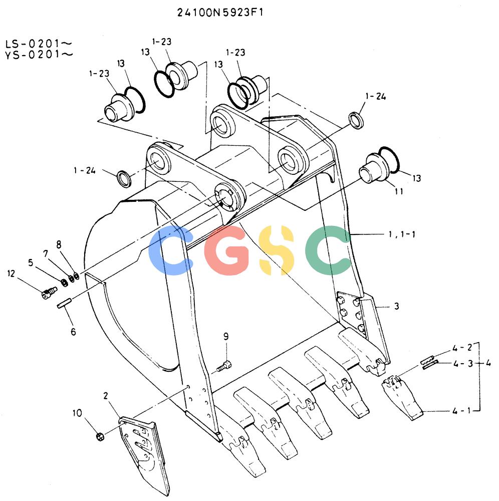 神钢零件查询(K916LC) - MARK II EXCAVTOR ASN YS0201 (1/89-12/03) (07-003) - BUCKET ASSY 1.6 M 3 Kobelco