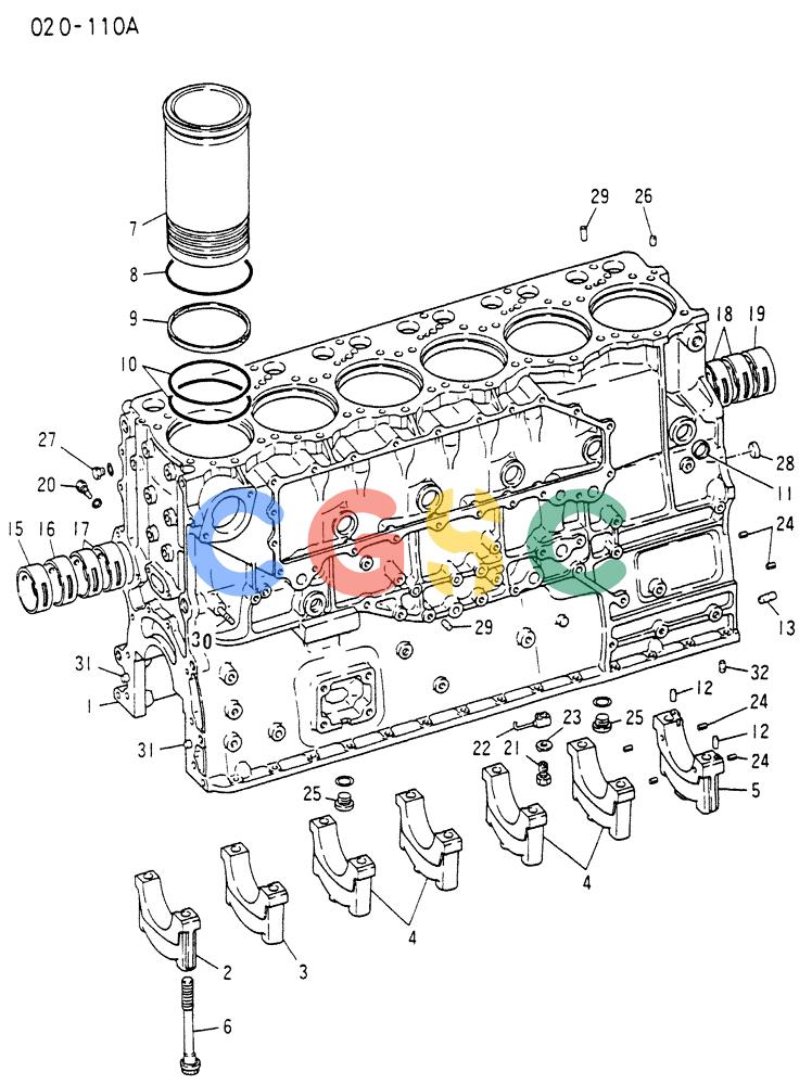 神钢零件查询(6D22CT) - MITSUBISHI DIESEL ENGINE - K909A, K910, K912 & K935 (1/76-12/06) (01-001) - CYLINDER BLOCK Kobelco