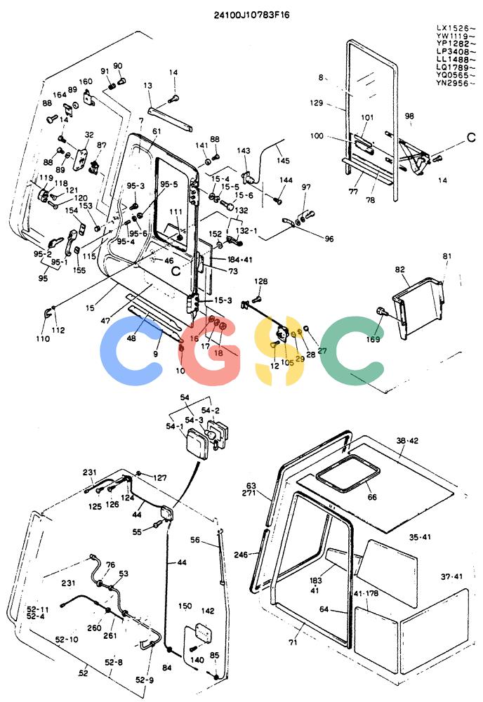 神钢零件查询(K904) - MARK II EXCAVATOR ASN YW1119 (1/88-12/03) (02-004[02]) - CAB ASSY, P/N 24100J10783F1 Kobelco