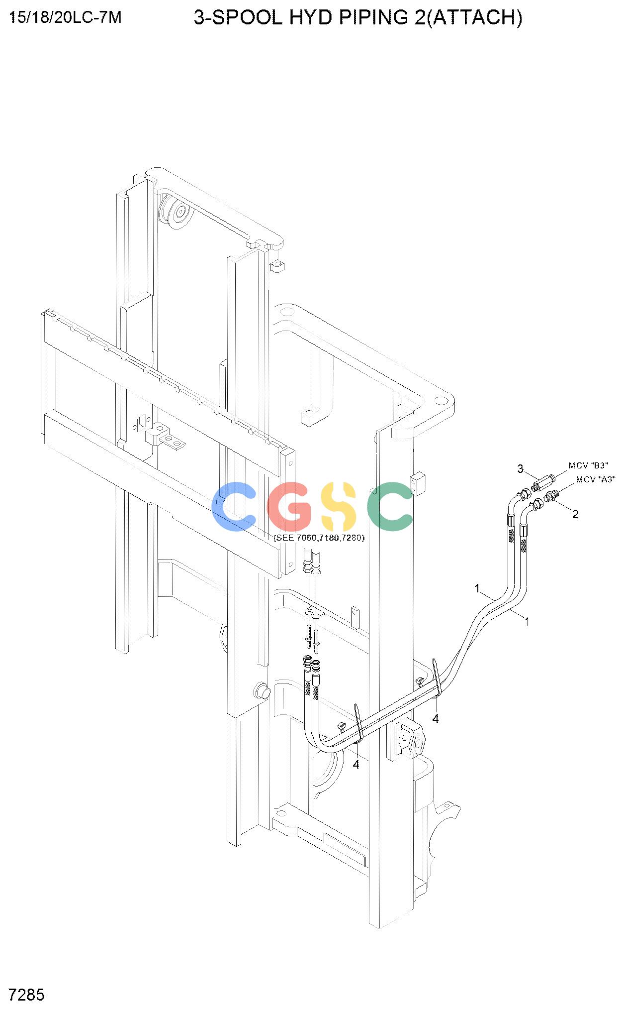 现代零件查询15/18/20LC-7M 3-SPOOL HYD PIPING 2(ATTACH)EPC Hyundai 