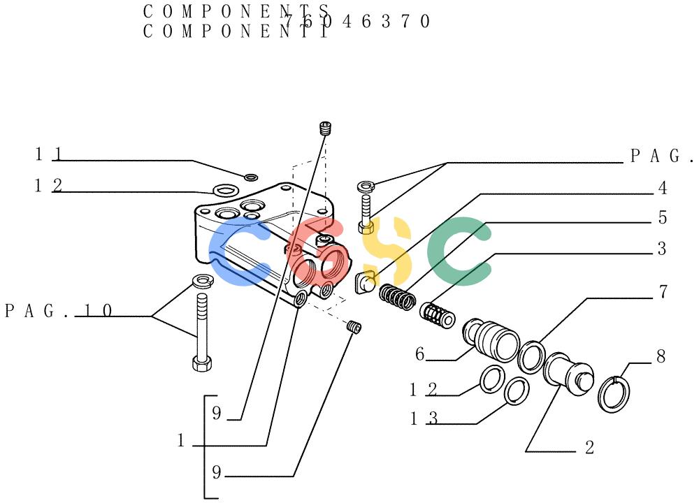 纽荷兰零件查询(DC180.B) - CRAWLER DOZER TIER 2 (3/03-) (1.211[12]) - TRANSMISSION - CONTROL VALVE New Holland Constructuion