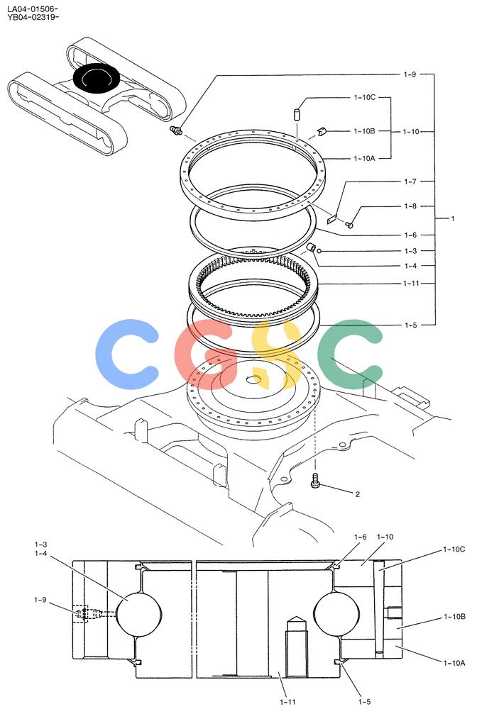 纽荷兰零件查询(E200SRLC) - CRAWLER EXCAVATOR BTW LA04-01506 - LA04-01625 (02-003) - RING ASSY, SLEWING New Holland Constructuion