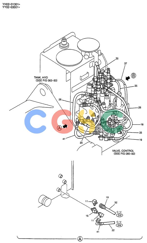 神钢零件查询(ED150) - BLADE RUNNER EXCAVATOR/DOZER BTW YL04-00501 - YL04-00554 (4/03-10/03) (07-006[01]) - CONTROL LINES, REMOTE (MAIN) Kobelco