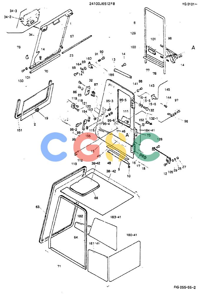神钢零件查询(MD200BLC) - EXCAVATOR BTW YQ0101 - YQ0564 (1/80-12/06) (02-002[01]) - CAB ASSY Kobelco