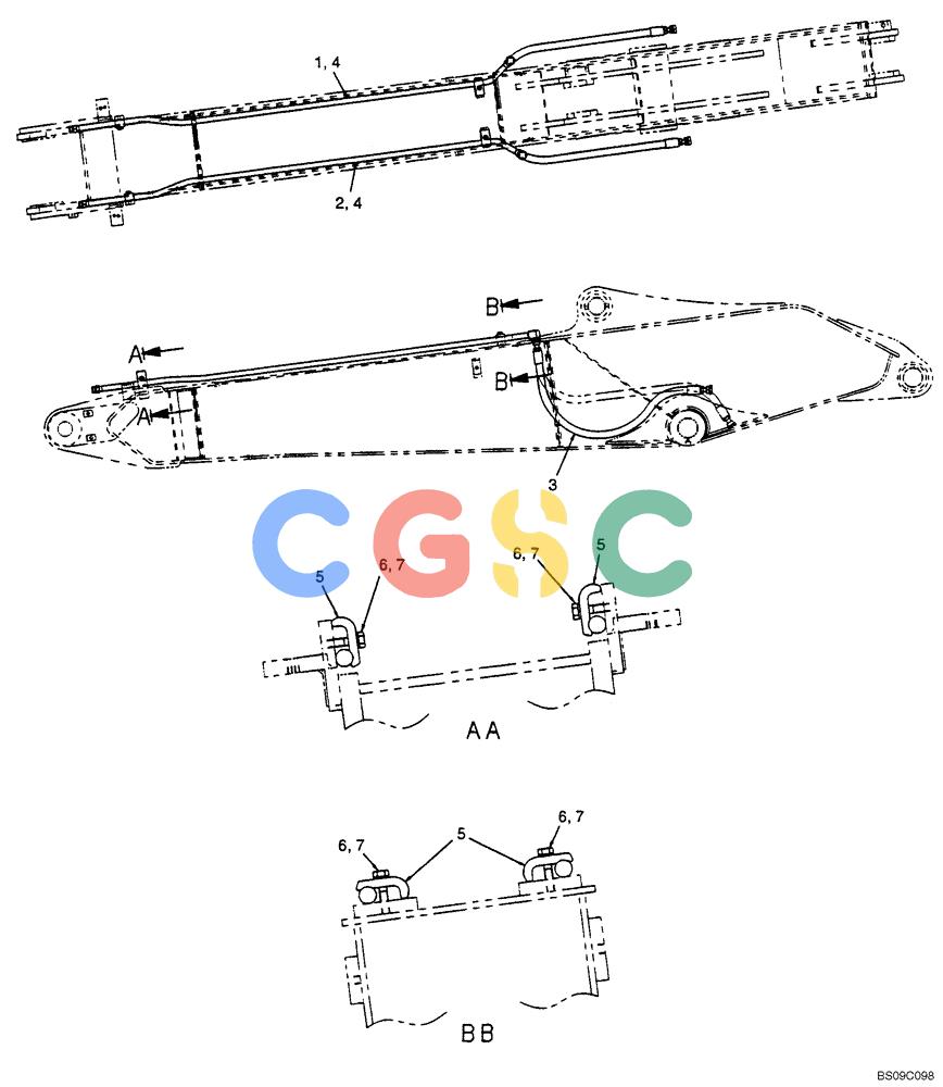 神钢零件查询(BOOM) - ATTACHMENT, (2-PIECE BOOM) SK135SR-1E, SK135SRLC-1E, SK135SRLC-1ES (11/01-12/10) (06-031[00]) - FRONT BOOM HYDRAULIC LINES, (2-PIECE BOOM), (YY42H00047F1) Kobelco
