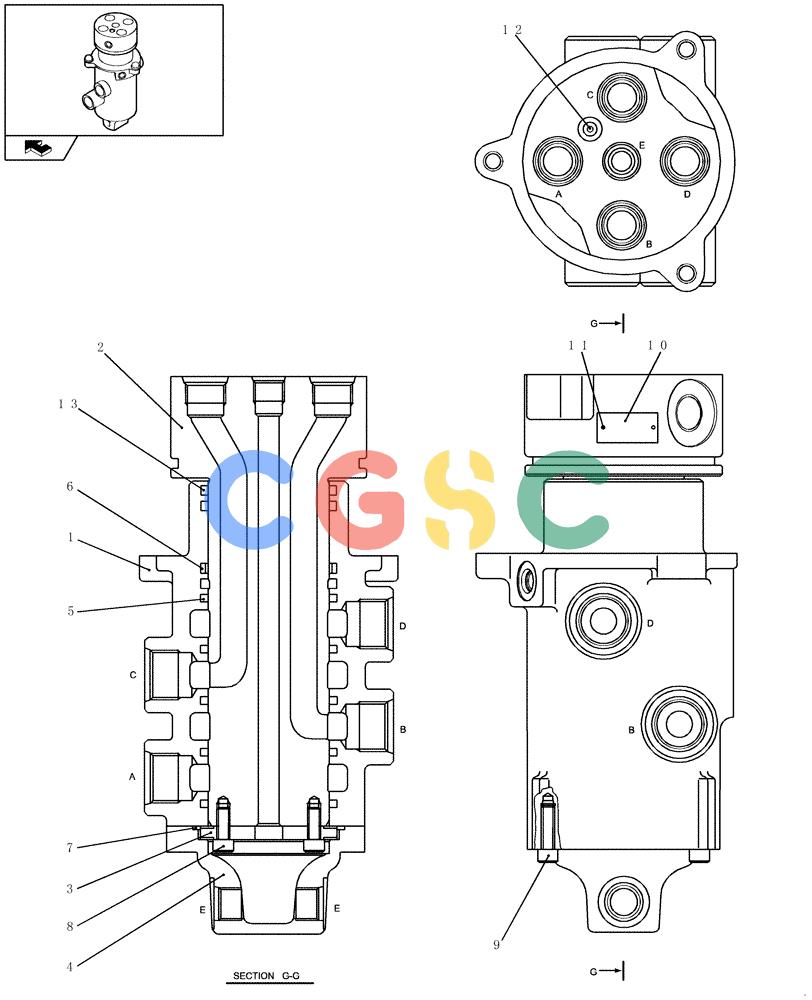 纽荷兰零件查询(E235BSR) - CRAWLER EXCAVATOR (5/07-) (3.060[01]) - JOINT ASSY, SWIVEL New Holland Constructuion