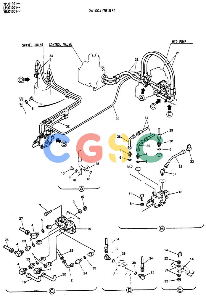 神钢零件查询(SK130LC) - EXCAVATOR BTW YPU1001 - YPU2000 (1/98-12/98) (04-006) - UPPER HYDRAULICS (DOZER) Kobelco