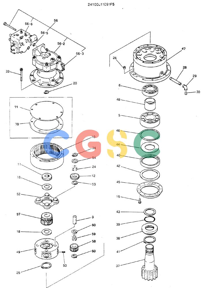 神钢零件查询(MD200C) - EXCAVATOR BTW YQU0701 - YQU2000 (1/80-12/06) (01-003) - MOTOR ASSY. SWING Kobelco