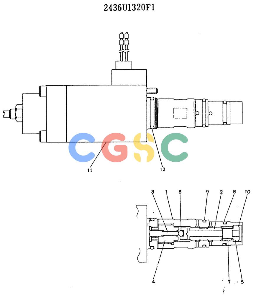 神钢零件查询(MD320BLC) - EXCAVATOR BTW YC0301 - YC0747 (1/80-12/06) (11-019) - VALVE ASSY, SOLENOID 2436U1320 F1 Kobelco