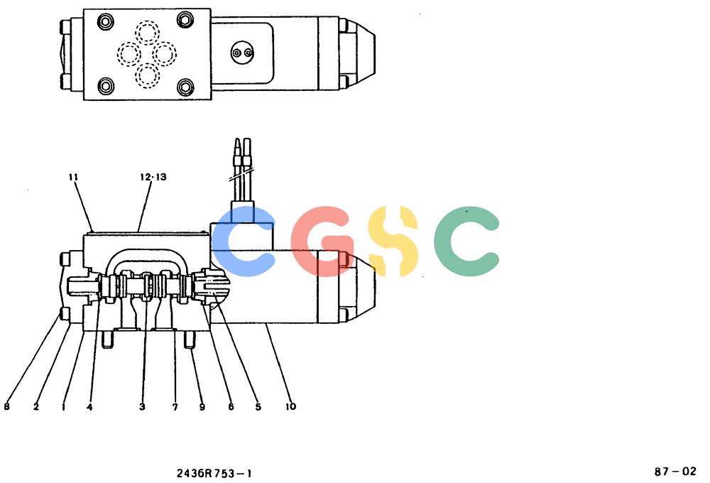 神钢零件查询(MD240BLC) - EXCAVATOR BTW LLU0001 - LLU0300 (1/80-12/06) (11-007) - VALVE ASSY, SOLENOID 2436R753F1 Kobelco