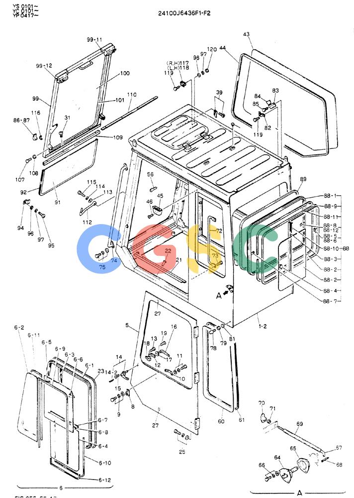 神钢零件查询(MD300LC) - EXCAVATOR BTW YC0101 - YC0300 (1/80-12/06) (02-002[01]) - CAB ASSY Kobelco