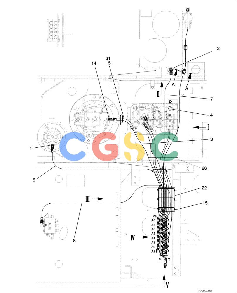 纽荷兰零件查询(EH160) - CRAWLER EXCAVATOR (9/03-) (08 -36[00]) - HYDRAULIC LINES - VALVE, STD New Holland Constructuion