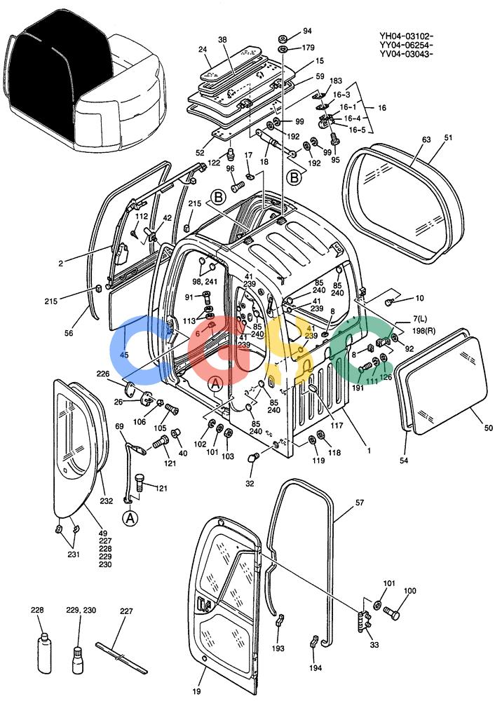 纽荷兰零件查询(E115SR) - CRAWLER EXCAVATOR ASN YV04-03043 (01-037[01]) - CAB ASSY New Holland Constructuion