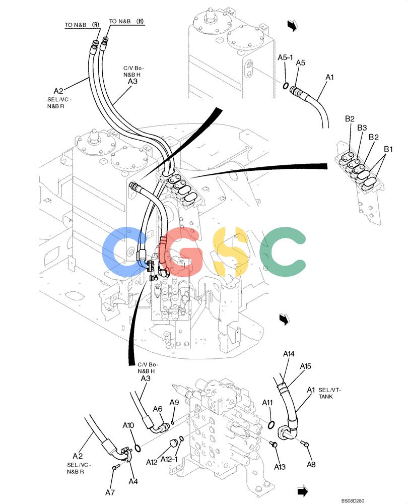 神钢零件查询(ED150) - BLADE RUNNER ACERA SR EXCAVATOR DOZER (TIER 3 ) ASN YL06-01201 (5/08-12/12) (06-02[00]) - HYDRAULIC LINES, UPPER (NIBBLER & BREAKER) (YY03H00089F1 & YY03H00104F1) Kobelco