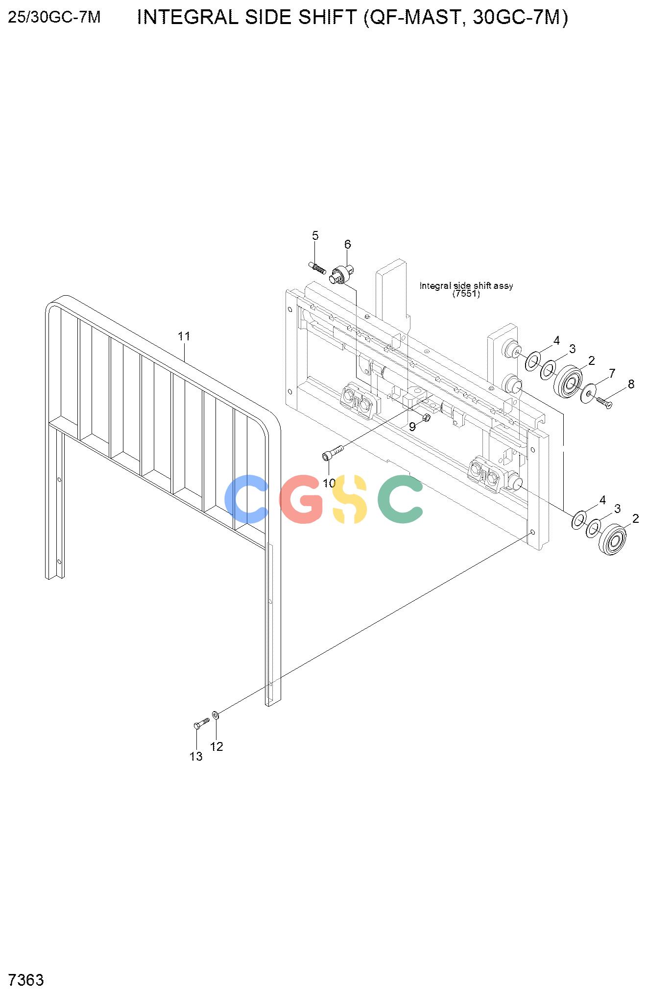 现代零件查询25/30GC-7M INTEGRAL SIDE SHIFT (QF-MAST, 30GC-7M)EPC Hyundai 