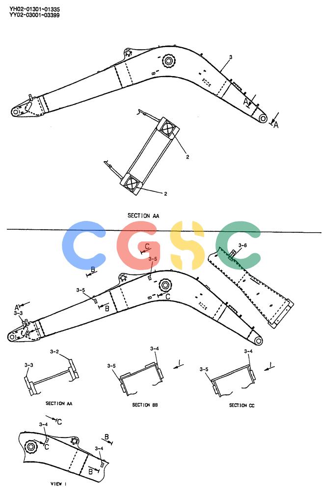 神钢零件查询(ED150) - BLADE RUNNER EXCAVATOR/DOZER BTW YL04-00501 - YL04-00554 (4/03-10/03) (07-012) - BOOM, HOE 4.6M (15FT 1IN) (NIBBLER & BREAKER) P/N YY02B00073F2 Kobelco