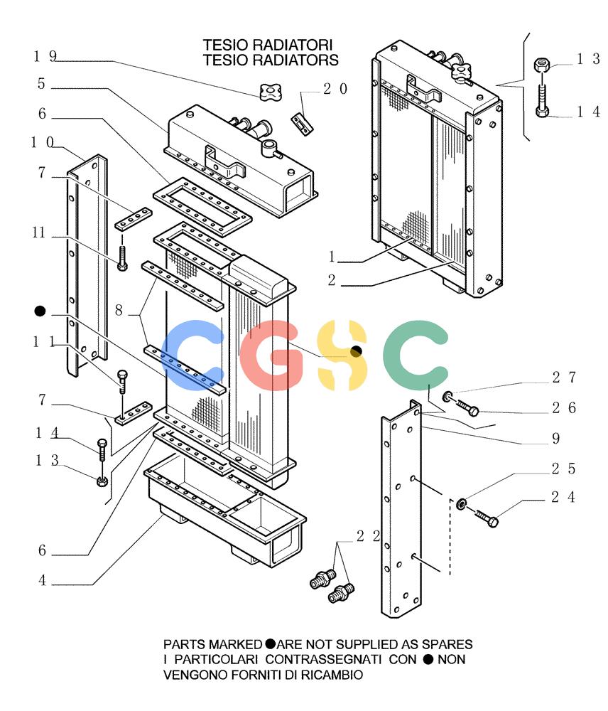 纽荷兰零件查询(DC150PS) - CRAWLER DOZER (0.550[04]) - WATER RADIATOR - COMPONENTS New Holland Constructuion