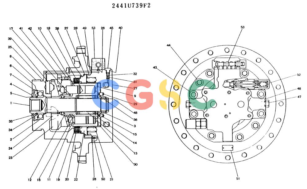 神钢零件查询(K909LC) - MARK II EXCAVATOR ASN LL1488 (1/87-12/03) (11-046) - MOTOR ASSY Kobelco