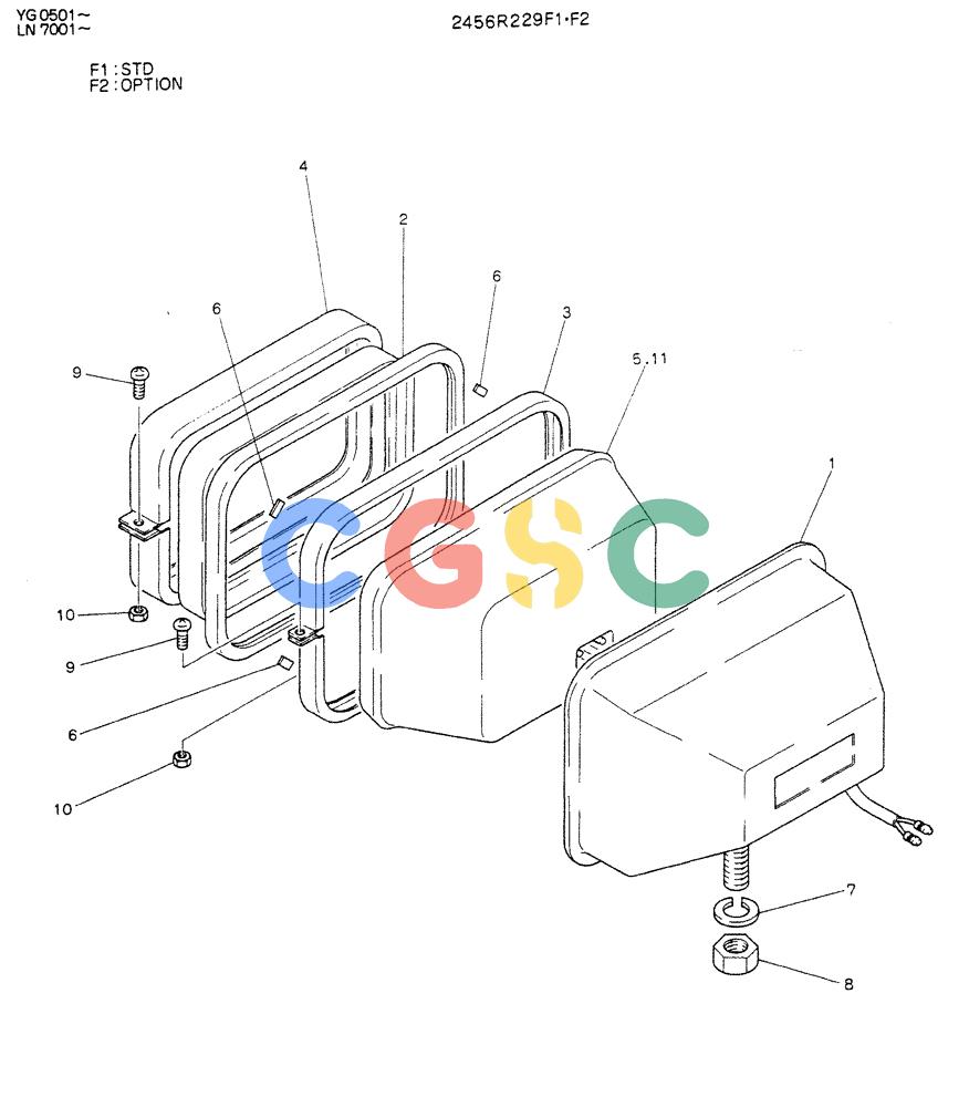 神钢零件查询(K907DLC) - EXCAVATOR ASN YG0501 (1/86-12/03) (05-025) - LIGHT ASSY, HEAD Kobelco