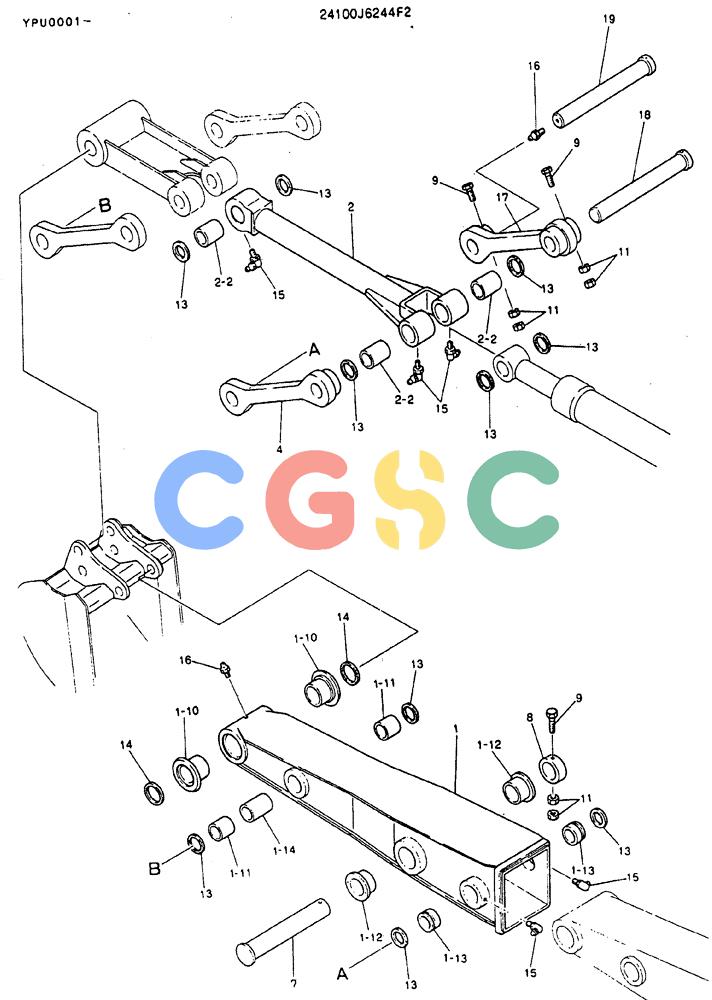 神钢零件查询(MD140BLC) - EXCAVATOR BTW YPU0001 - YPU0300 (1/80-12/06) (09-004) - ARM ASSY, EXTENSION Kobelco