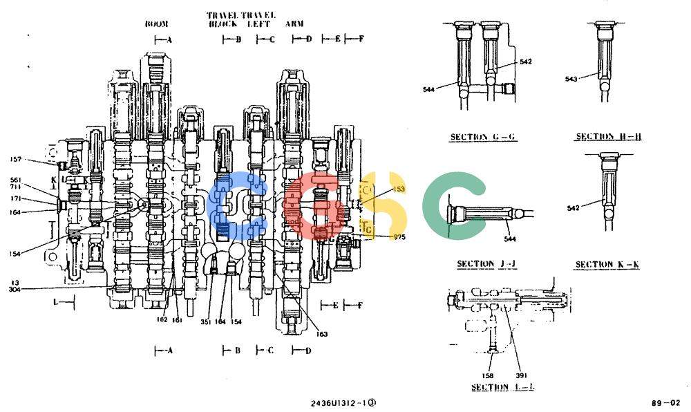 神钢零件查询(MD240BLC) - EXCAVATOR BTW LLU0001 - LLU0300 (1/80-12/06) (11-019[01]) - VALVE ASSY, CONTROL 2436U1312F1, F2, F3, F5 Kobelco