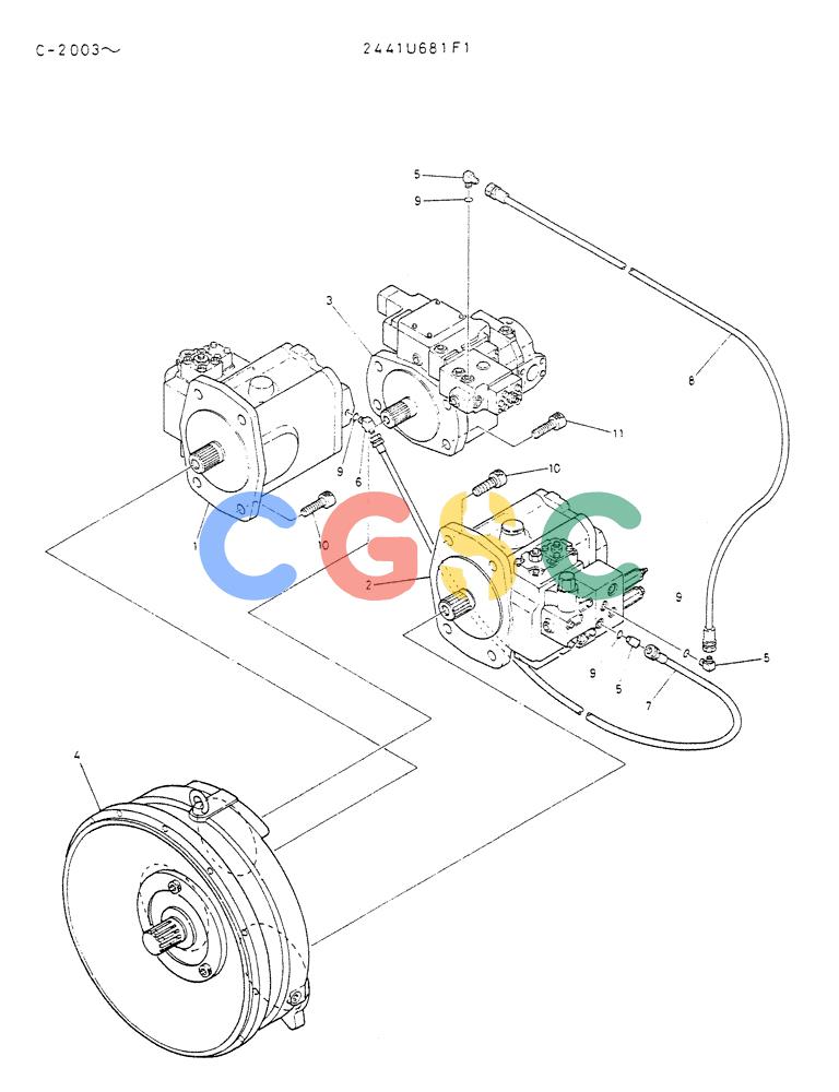 神钢零件查询(K912A) - EXCAVATOR BTW LC-2003 - LC-2016 (1/85-12/03) (06-004) - PUMP ASSY (2441U681F1) Kobelco