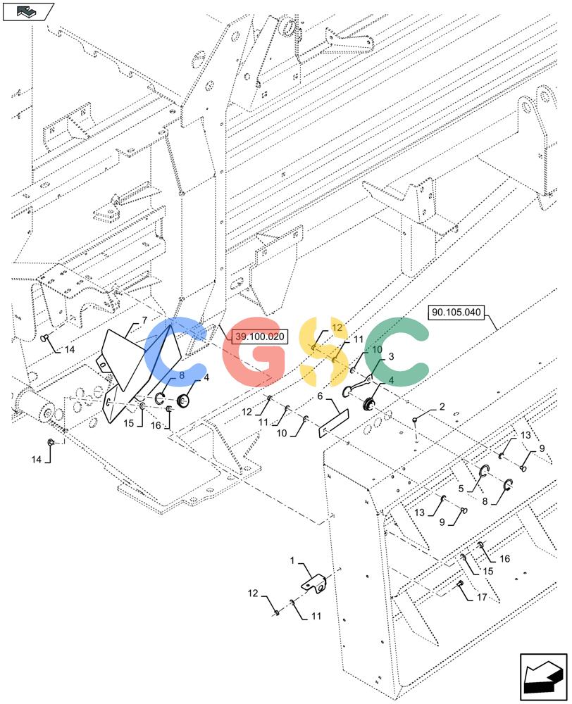 凯斯零件查询(LB424R) - BALER (9/12-) (90.105.050) - TWINE BOXES LH SUPPORT Case Agriculture