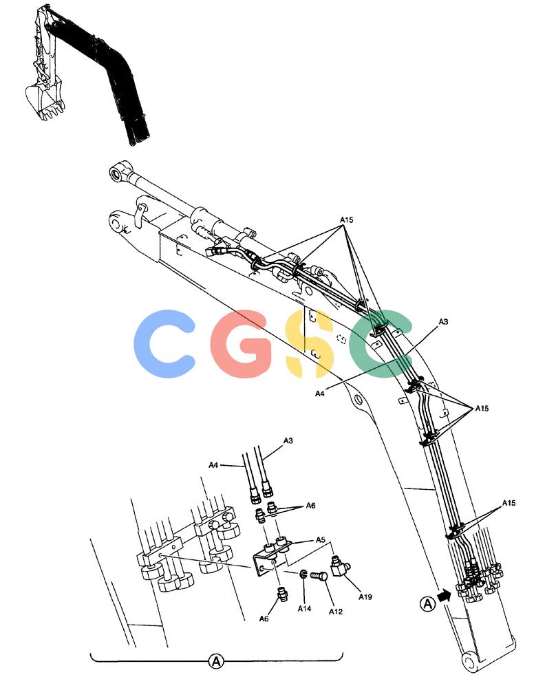 纽荷兰零件查询(EH80) - MIDI CRAWLER EXCAVATOR ASN LF04-02000 (N4TA18001 thru N4TA18010, ASN N5TA18011 -) (NA) (1/ (170) - HYDRAULIC LINES, BOOM 3.72M (12FT 2 IN) (ARM SAFETY) New Holland Constructuion