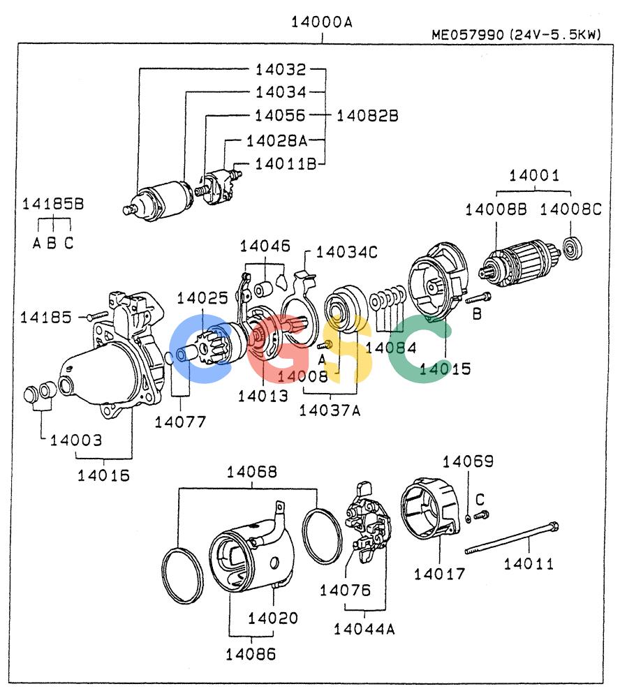 神钢零件查询(6D22-TC) - MITSUBISHI DIESL ENGINE - SK EXCAVATORS (1/06-12/06) (06-001[02]) - STARTER Kobelco