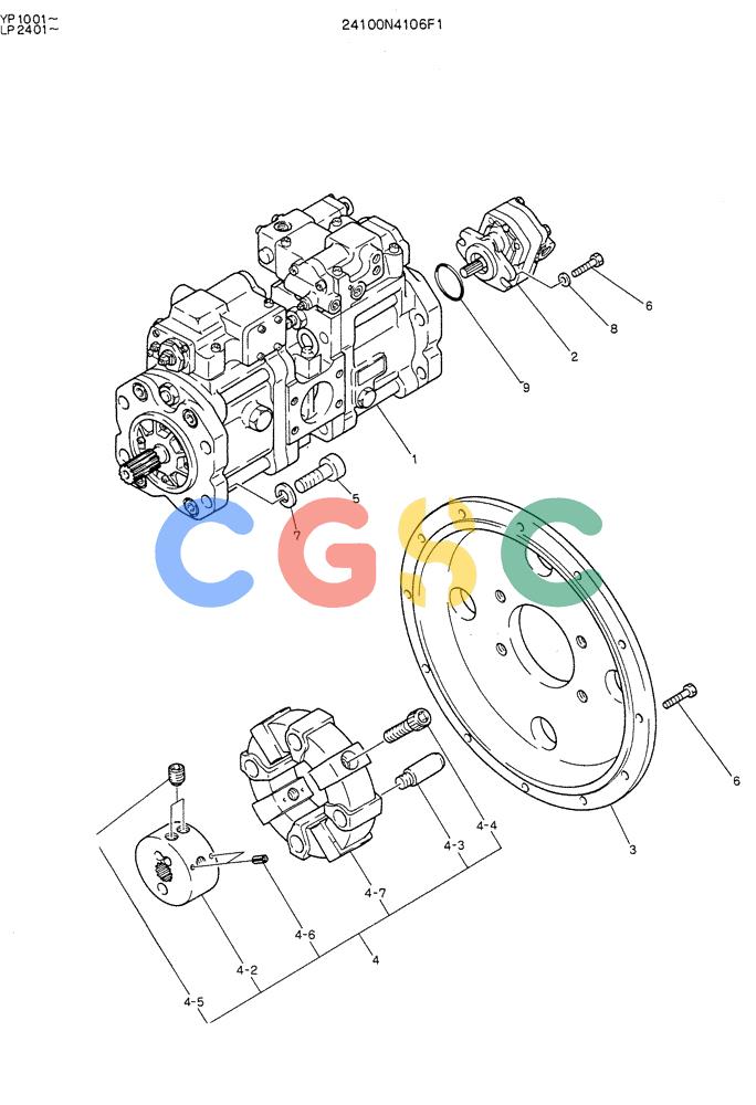 神钢零件查询(K905LC) - MARK II EXCAVATOR BTW YP1001 - YP1281 (1/87-12/03) (05-004) - PUMP ASSY, CONNECT Kobelco
