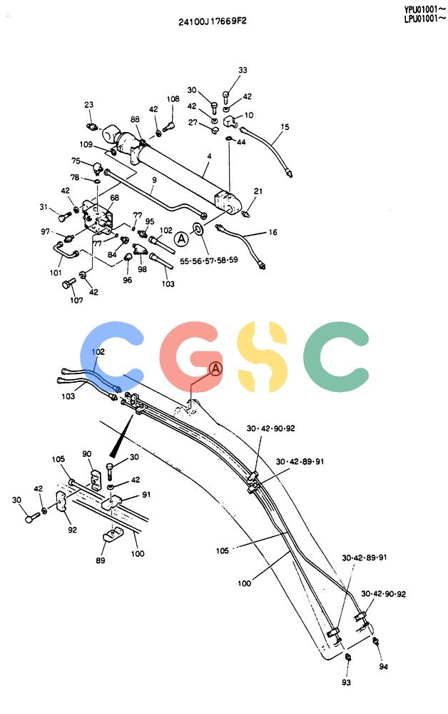 神钢零件查询(SK130LC) - EXCAVATOR BTW YPU1001 - YPU2000 (1/98-12/98) (08-012[02]) - BOOM ASSY 4.6M (EXTRA & BREAKER) (BOOM ARM SAFETY) Kobelco