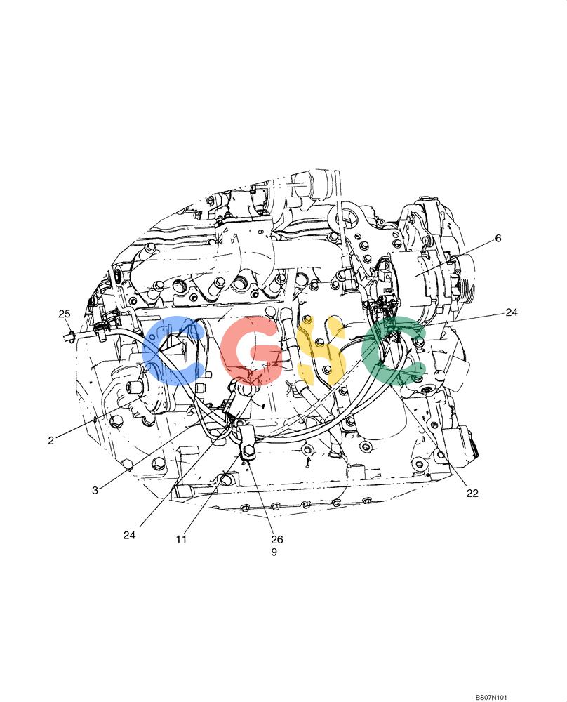 纽荷兰零件查询(D85B) - CRAWLER DOZER TIER 3 (3/08-) (04-09) - HARNESS, ENGINE (RIGHT-HAND SIDE) - ALTERNATOR/STARTER New Holland Constructuion