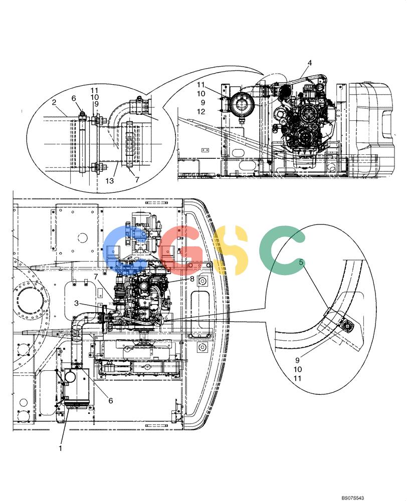 纽荷兰零件查询(E175B) - CRAWLER EXCAVATOR TIER 3 (NA) - N7DA16301 - (5/07-) (02-08[00]) - AIR CLEANER ASSEMBLY (YM11P00008F1) New Holland Constructuion