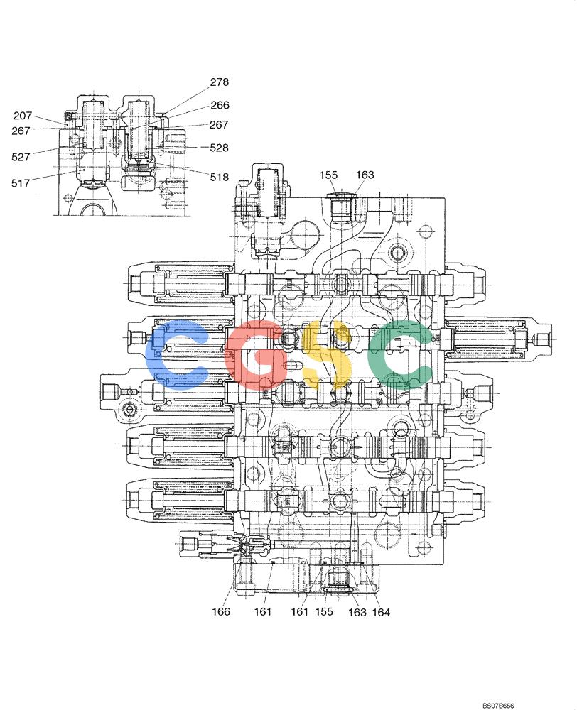 纽荷兰零件查询(E175B) - CRAWLER EXCAVATOR TIER 3 (NA) - N7DA16301 - (5/07-) (08-01-01[01]) - VALVE ASSY, CONTROL (YM30V00011F1) PAGE 1 OF 9 New Holland Constructuion