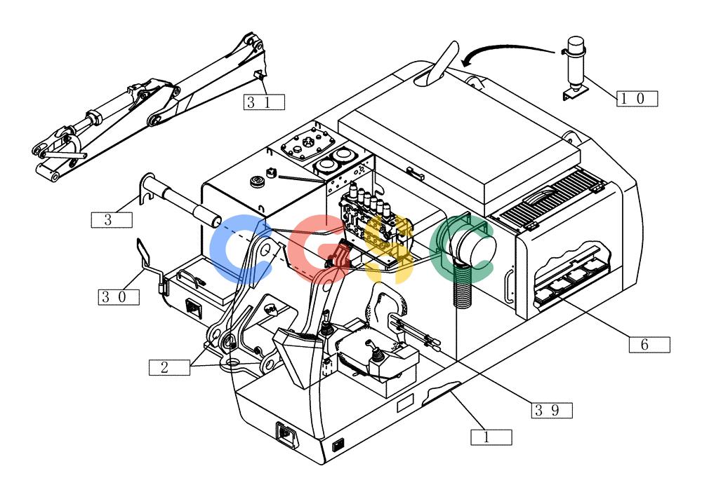纽荷兰零件查询(EC215) - CRAWLER EXCAVATOR (11/99-) (01.300[003]) - FRAME UPPER CARRIAGE WITH MOUNT. PARTS (S/N 721690-UP) New Holland Constructuion