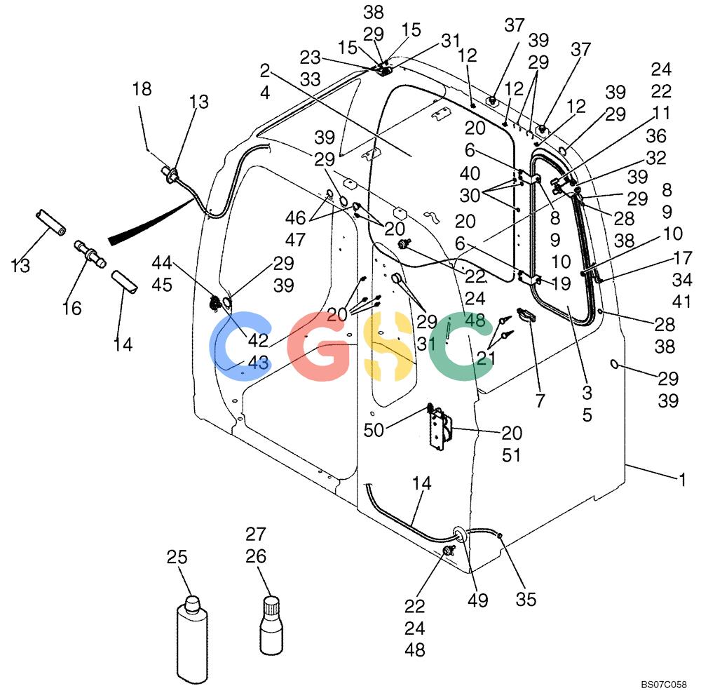 纽荷兰零件查询(E175B) - CRAWLER EXCAVATOR TIER 3 (NA) - N7DA16301 - (5/07-) (02-45[02]) - CAB ASSY (YN02C00156F1) PAGE 3 OF 3 New Holland Constructuion