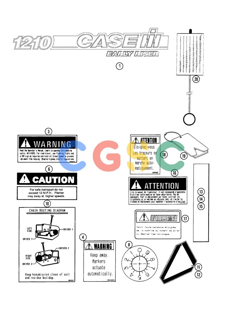 凯斯零件查询(1220) - RIGID TRAILING PLANTER EARLY RISER SERIES (7/08-12/13) (90.108.02) - DECALS / TOOLS Case Agriculture