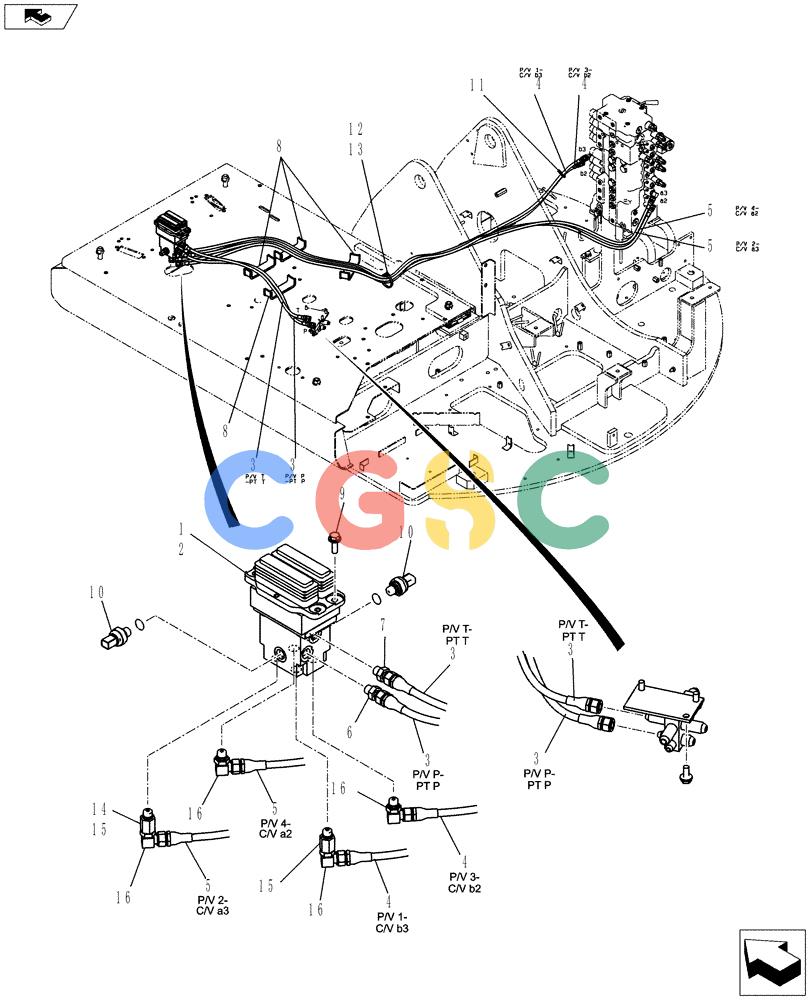 纽荷兰零件查询(E70BSR) - COMPACT CRAWLER EXCAVATOR ASN YT06-18001 (01-038[01]) - CONTROL LINES, PROPEL New Holland Constructuion