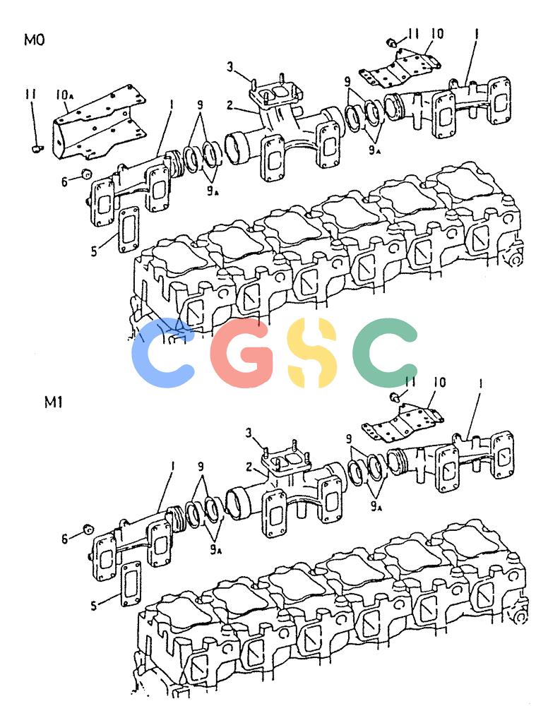 神钢零件查询(6D22-TC) - MITSUBISHI DIESEL ENGINE - K912, K912LC, & K916 (1/83-12/06) (01-019) - EXHAUST MANIFOLD 020-440D Kobelco