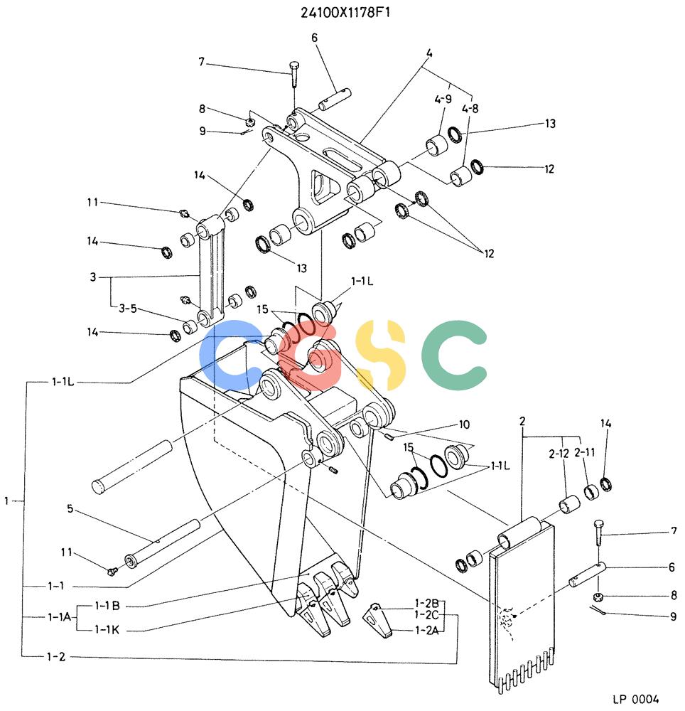 神钢零件查询(K905) - EXCAVATOR BTW LP0004 - LP0554 (1/82-12/03) (04-014) - BUCKET ASSEMBLY, EJECTOR Kobelco