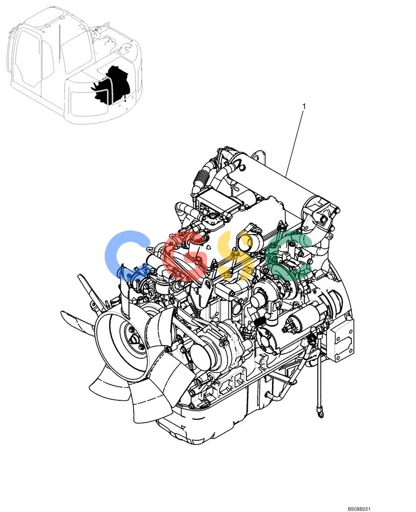 纽荷兰零件查询(E70BSR) - COMPACT CRAWLER EXCAVATOR BTW YT05-15001 - 18000 (NA) (4/08-) (09-00-00[00]) - ENGINE (YT02P00010F1) New Holland Constructuion