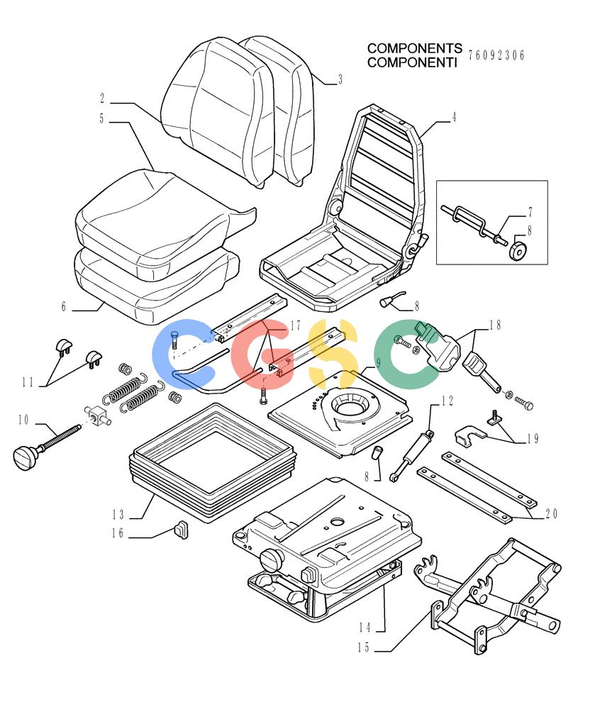 纽荷兰零件查询(D150) - CRAWLER DOZER (1/05-) (9.669[02]) - SEAT WITH ELASTIC SUSPENSION - OPTIONAL CODE 784336001 New Holland Constructuion