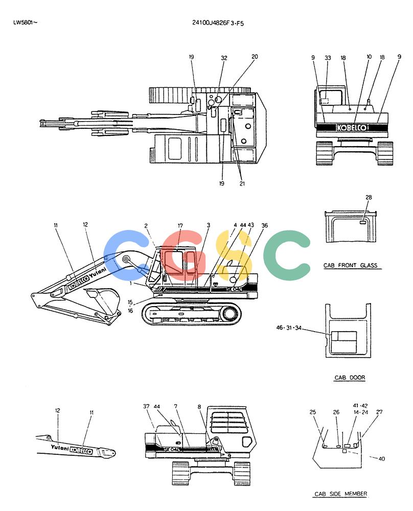 神钢零件查询(K904DL) - EXCAVATOR ASN LX1201 (1/84-12/03) (17-002) - LABEL, NAME PLATE (FOR SILENCE) Kobelco
